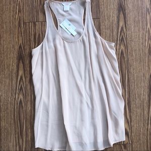 Blush coloured 100% silk tank - size M